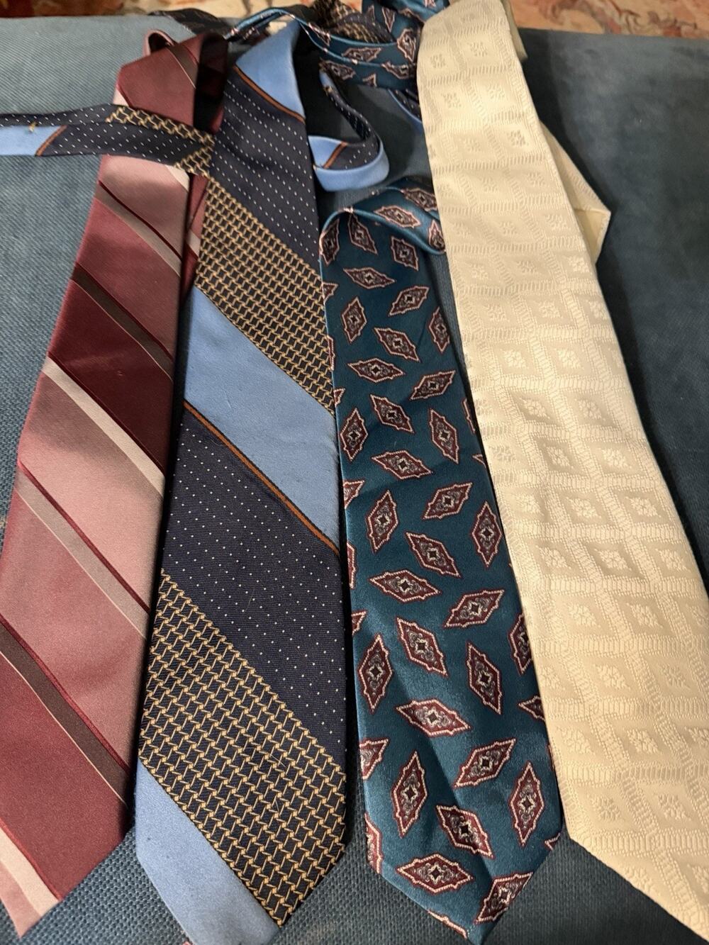 VTG Retro Lot 8 Neckties Wemlon Wembley Stripes Wide Thin Geo 70s 80s